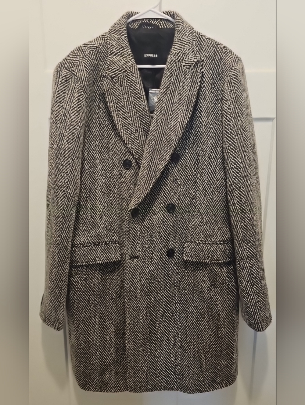 Express Wool Blend Top/Overcoat Men's Tall Large Grey/Black/White New With Tags